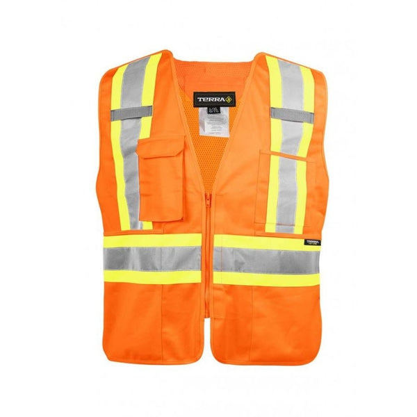 Gilet Terra Hi-Vis avec fermeture éclair sur le devant - Orange 116585OR