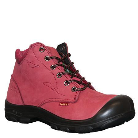 NATS S556 Red 6" Women's Steel Toe Work Boot With Side Zip